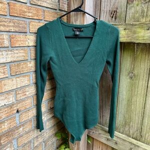 House of Harlow 1960 Fitted Green Ribbed Bodysuit